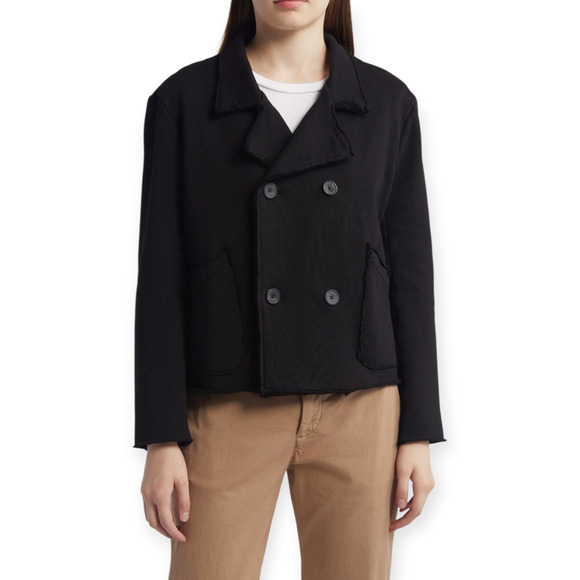 Frank & Eileen Mini Belfast Cropped Sweatshirt Triple Fleece Jacket Black Size M - Picture 2 of 8